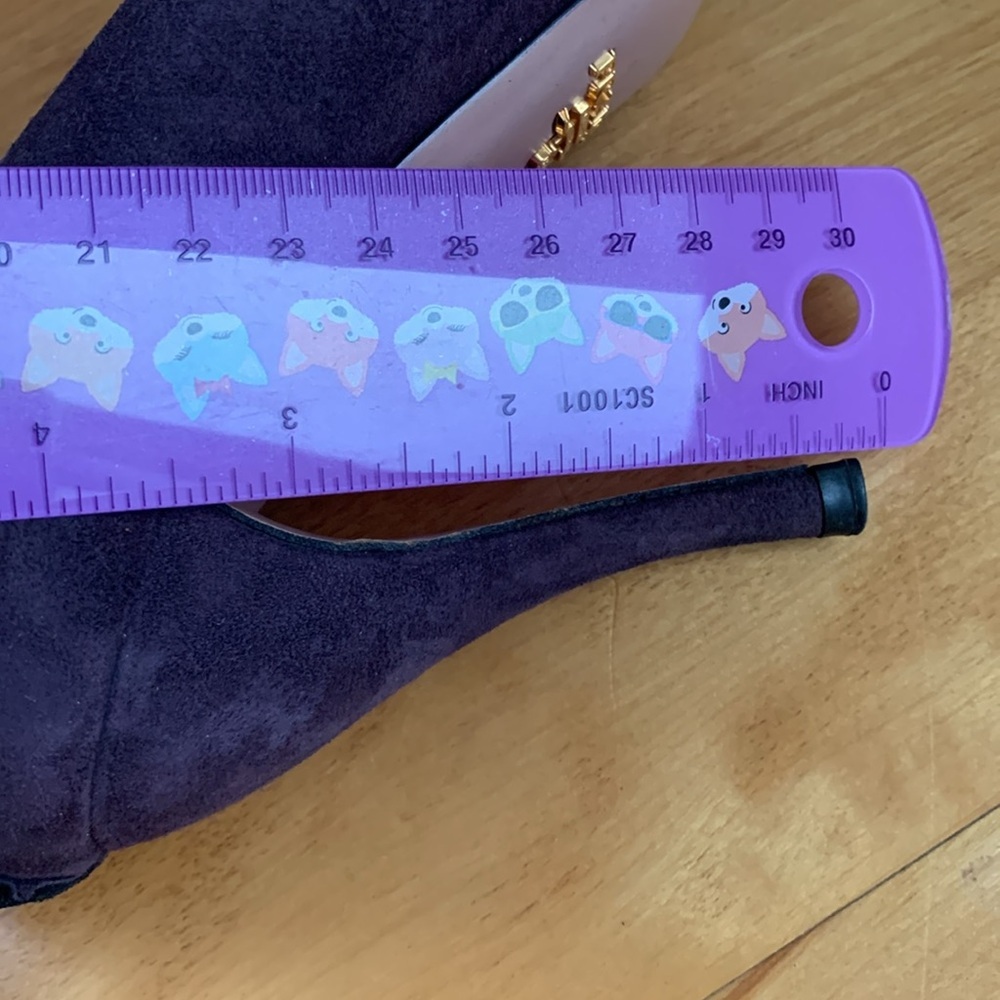 Prada purple suede heels US size 6.5 EUR 36.5 GUC peep toe black ruffles - Picture 15 of 15